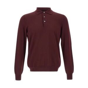 Gran Sasso Polo Shirt Mens Sm/M Burgundy Pullover Virgin Wool Sweater Made Italy